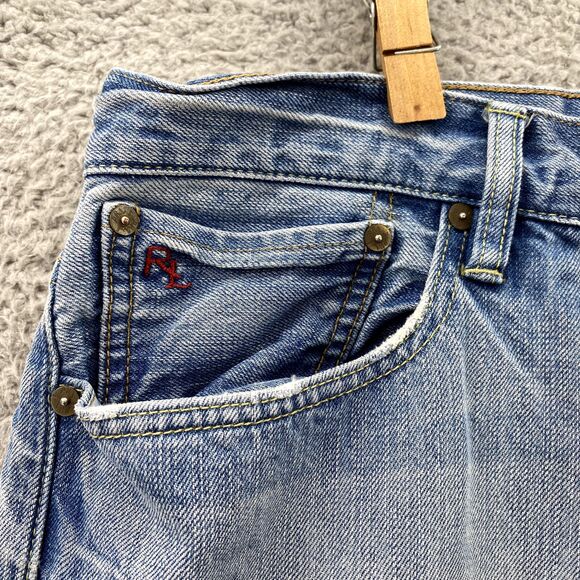 Polo Ralph Lauren Vintage 67 Jeans Mens 35x31* Light Baggy 90's Distressed Denim - Picture 4 of 16